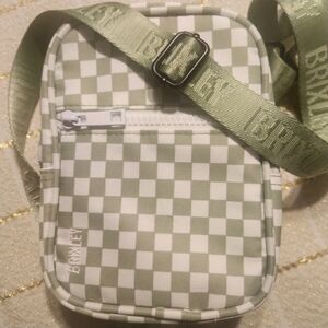 Brixley Small  Green/ White Checkered  Crossbody Bag with Built-In Card Holder